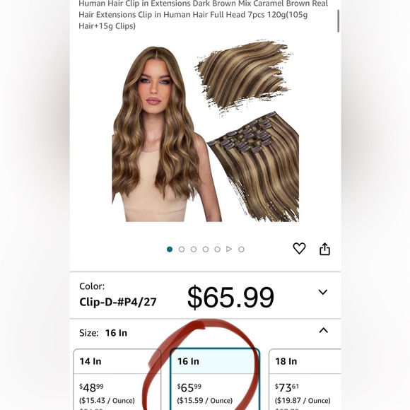 HUMAN HAIR Clip in Hair Dark Brown Mix Caramel Brown Extensions Full Head 16inch - Picture 9 of 13